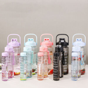 3in1 Motivational Water Bottle with Straw